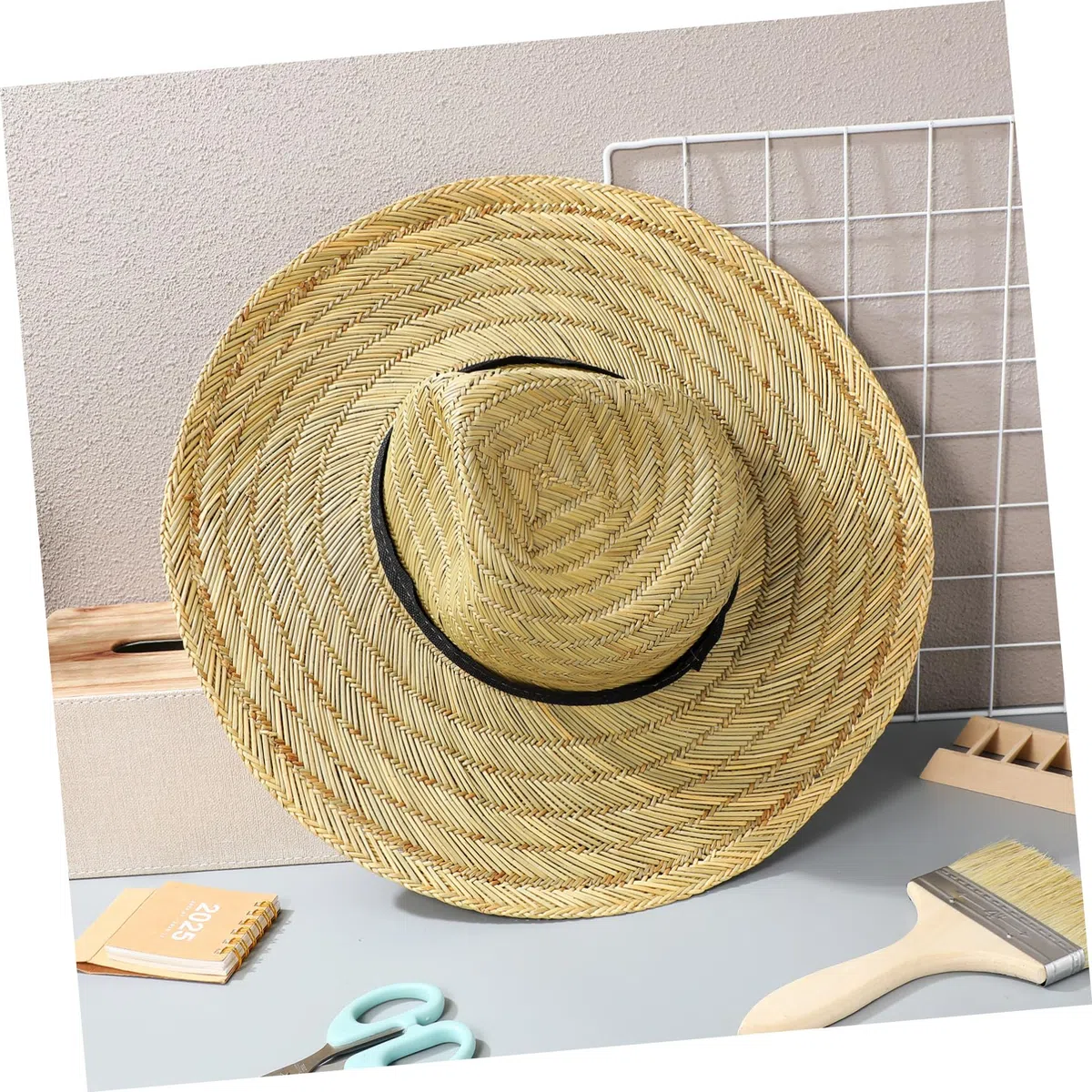 Cappello da Spiaggia Uomo in Paglia Ampia Falda, Leggero e Traspirante, per Campeggio e Shopping all’Aperto, Protezione Solare Stagione Calda