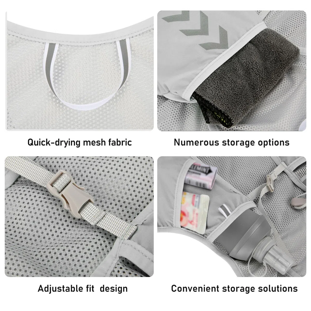 BORDEAG Gilet da corsa per uomo e donna, con 2 Soft Flasks da 500 ml, per corsa, ciclismo, sentieri, maratone, jogging