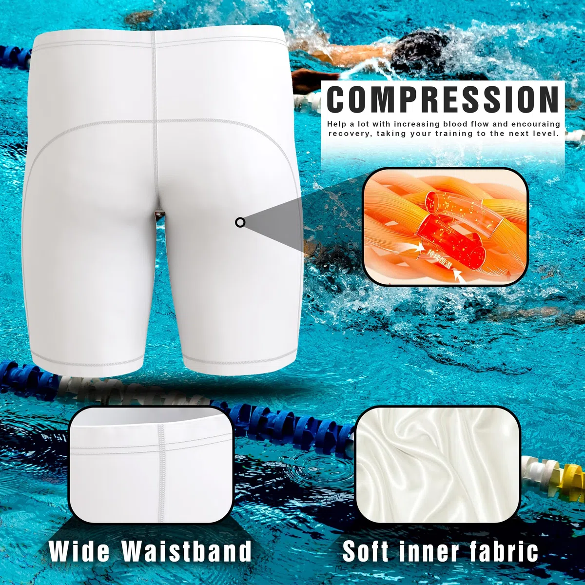 Sikma Costume da bagno da uomo Jammers Costume da bagno Pantaloncini Sportivi Boxer Costumi da bagno Boxer Pantaloncini Endurance Long Racing Training Costume da bagno