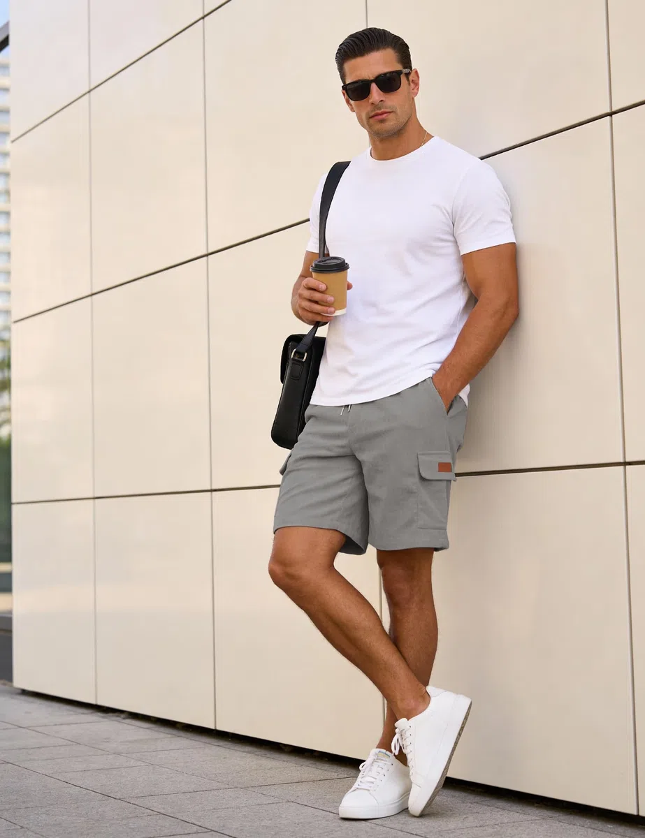 iClosam Pantaloncini Uomo Velluto a Coste Pantaloncini Uomo Cotone Coulisse Estivi Causal Pantaloni Corti Uomo con Tasche