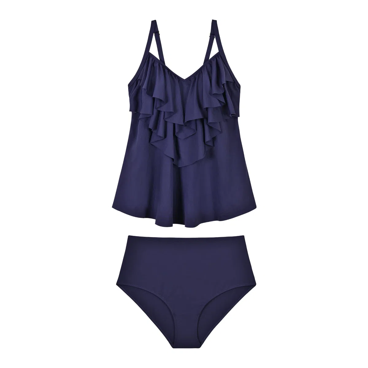 WIN.MAX Set di Costumi da Bagno Tankini da Donna Vita Alta Balza arruffata 2 Pezzi Bikini Set Costume da Bagno Plus Size Costume da Bagno