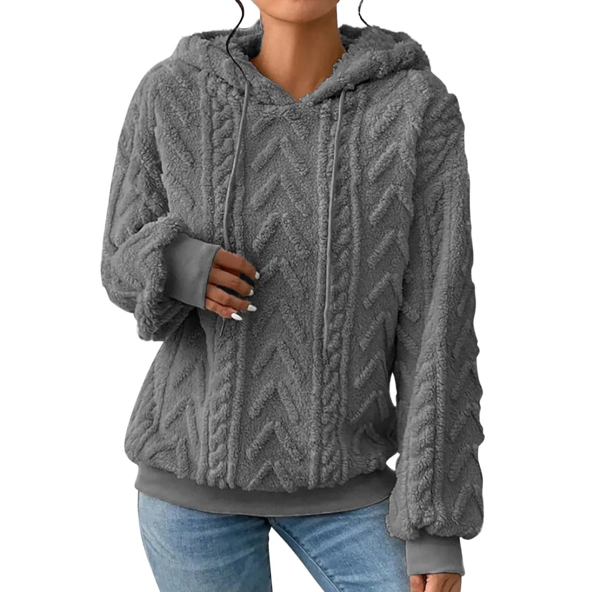 Cappotto Maglione a Maniche Lunghe in Ispessito con Cappuccio da Nuovo Solido Peluche impiombato Felpa Pastore Tedesco Felpa Estiva Donna Zip con Cappuccio E Zip Maglia Donna Felpata