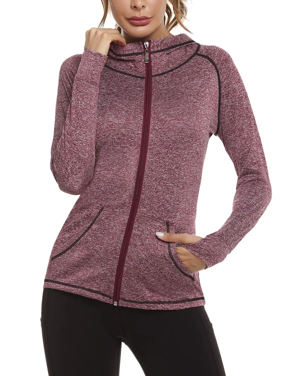 Sykooria Sykooria Felpa Donna Con Cappuccio E Zip Leggera Giacca Sportiva Fitness Traspirante Sweatshirt A Manica Lunga felpe con cappuccio Donna