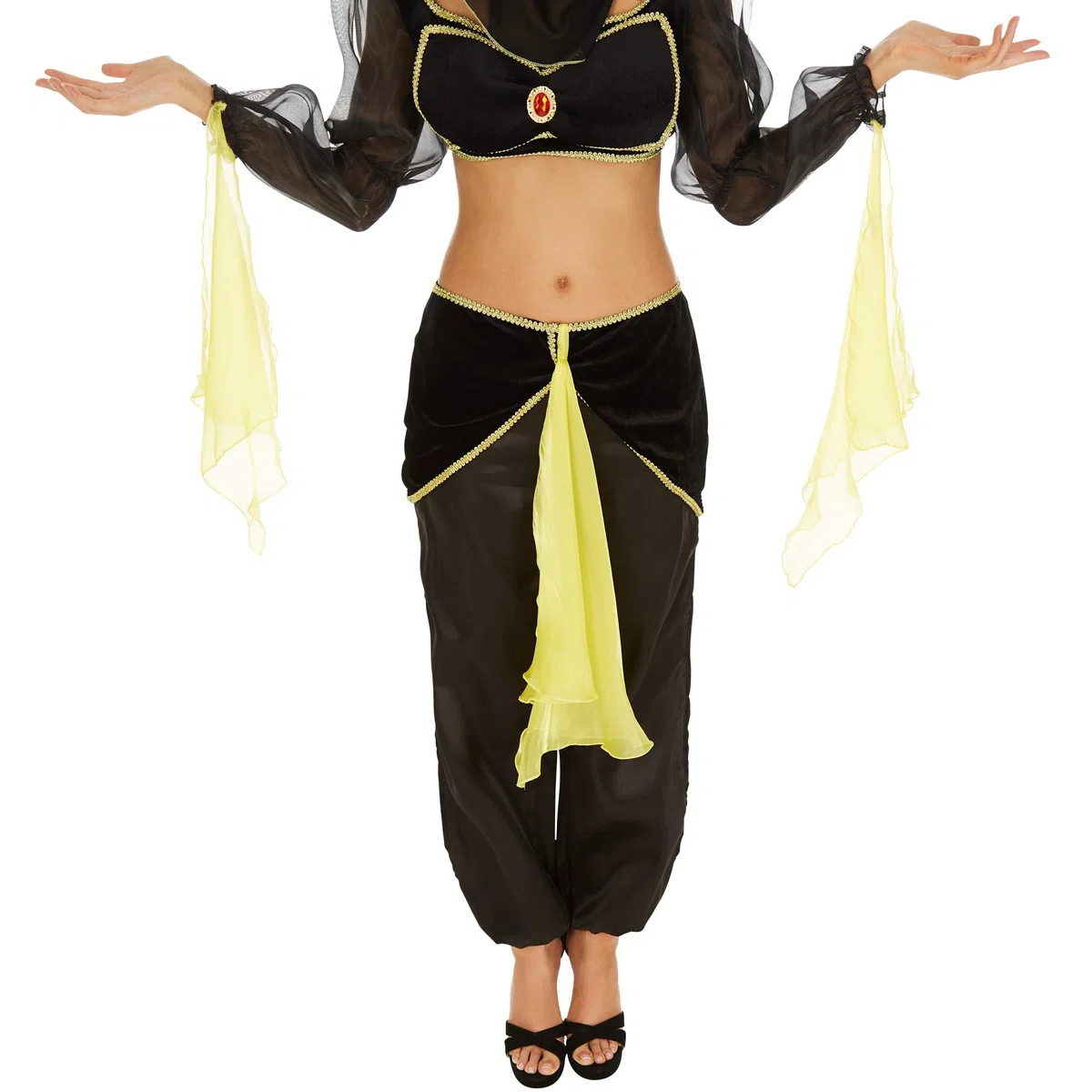dressforfun Costume da Donna - Danzatrice del Ventre | Meravigliosa e Sexy Parte Superiore Alta con Pantaloni a Palloncino | Incl. Copricapo da Sogno con Velo (L | No. 301002)