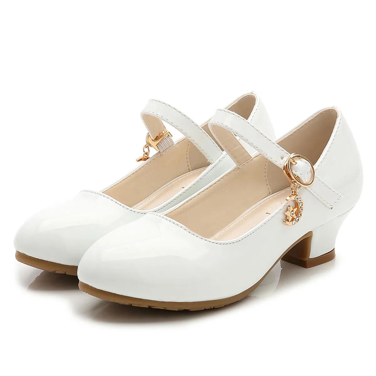 New front Scarpe Eleganti per Ragazze Scarpe col Tacco per Bambine Pelle Verniciata Suola Antiscivolo Feste di Compleanno Feste a Tema Abito da Principessa Estate
