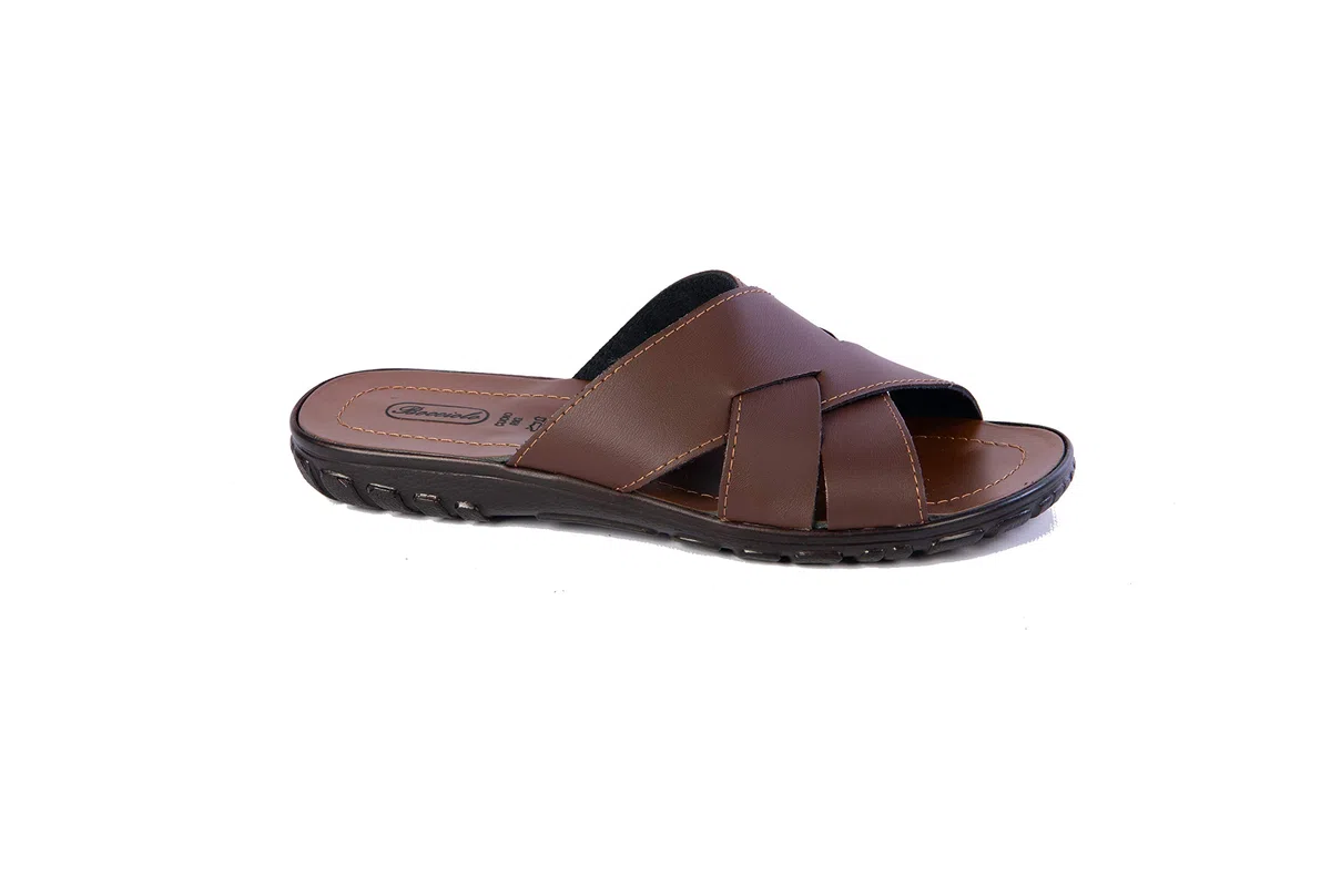 Ciabatte Uomo Aperte Incrociate Classiche Vera Pelle Made in Italy Plantare Cuoio