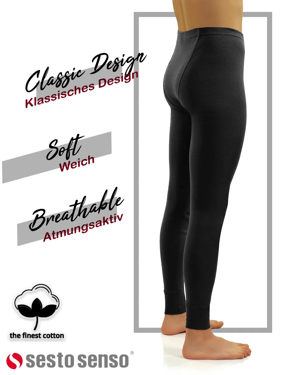 sesto senso Calzamaglia Lunga Uomo 100% Cotone Biancheria Intima Pantaloni Termici Funzionali