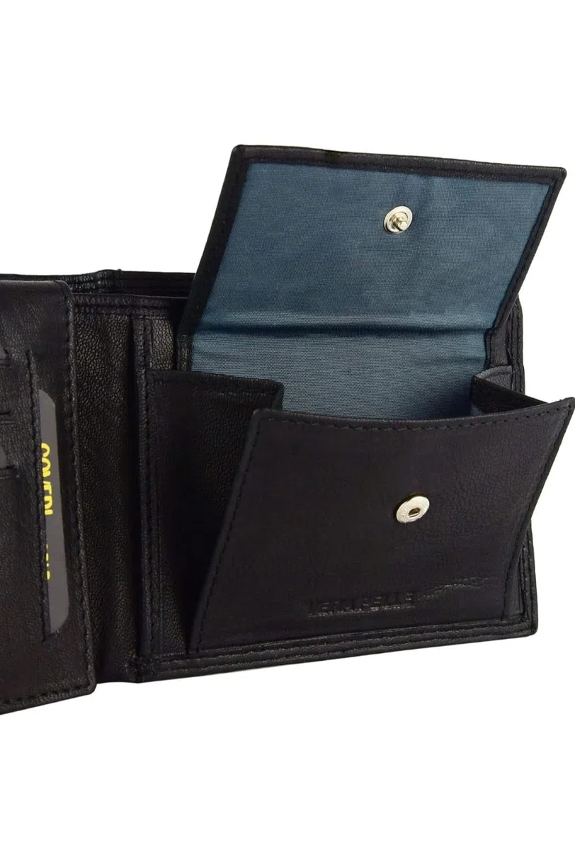 COVERI COLLECTION Portafoglio Uomo in Vera Pelle – Elegante e Resistente – Porta Carte, Documenti e Banconote – Confezione Regalo. (Nero)