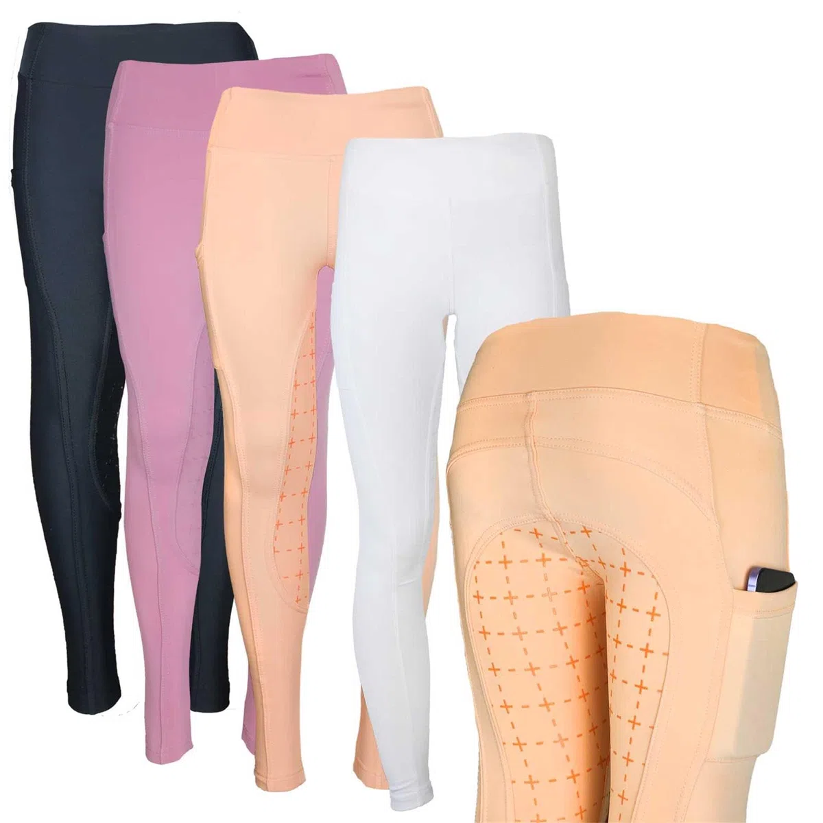Leggings invernali da equitazione per bambini, con inserti in silicone, Tabea