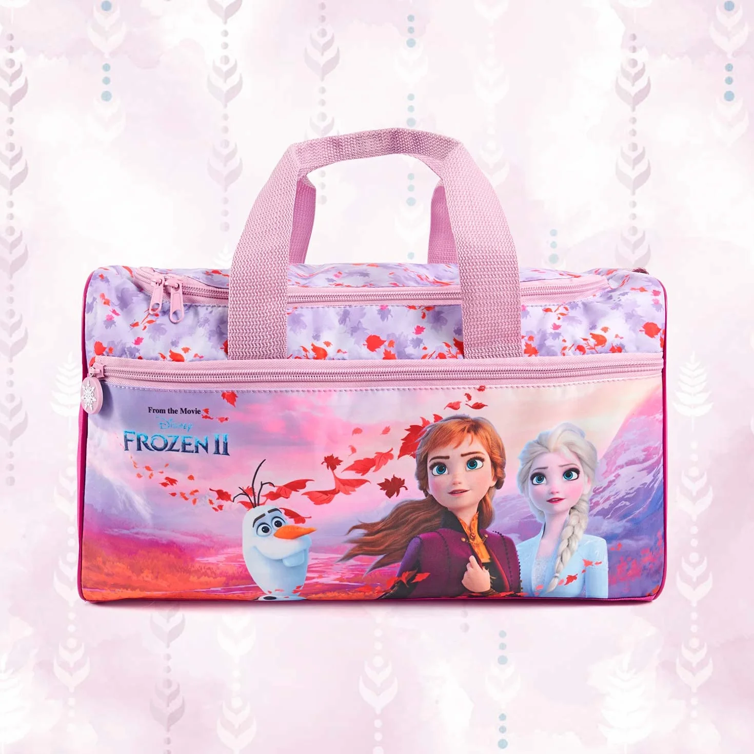 Borsa Sport Bambina con Stampa Principesse Anna Elsa Olaf - Sacca Sportiva Bimba Disney Frozen 2 con Tracolla - Borsone Palestra Rosa e Lilla per Bambine Tempo Libero e Viaggi - 35x22.5x15 - Perletti