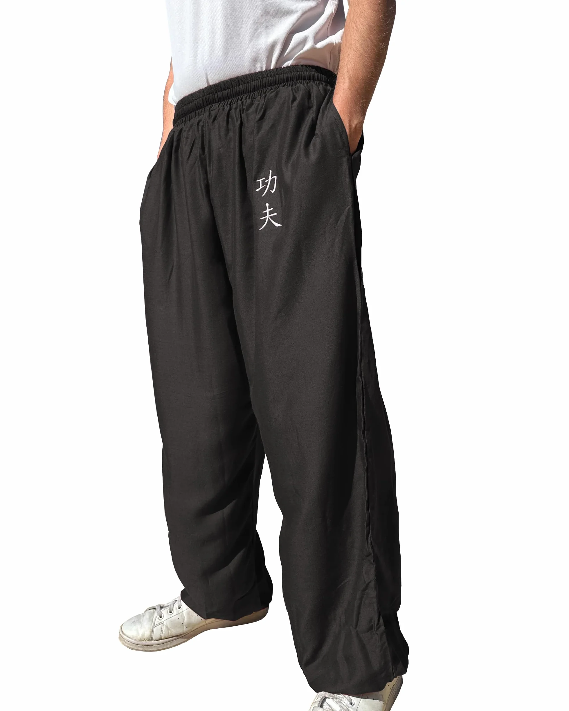 TAO MARTIAL Pantaloni Kung Fu Stile Tai Chi e Wing Chun Pantaloni con Tasche Larghe in Viscosa, V3, S