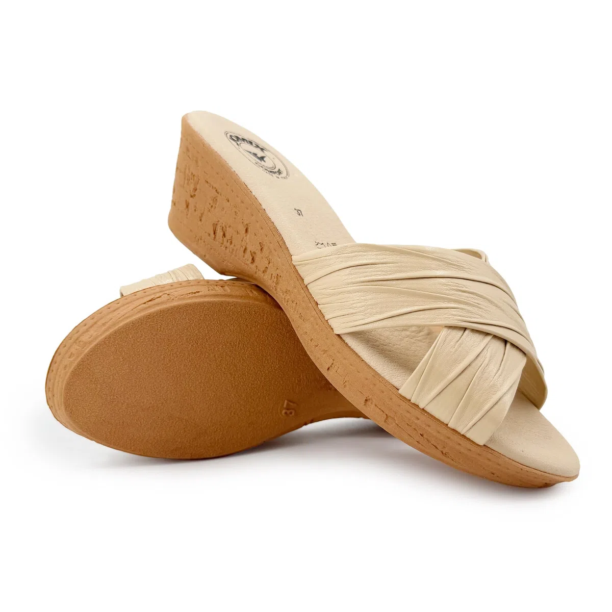 JOMIX Ciabatte Donna Estive Zeppa Comfort Memory Made in Italy Sandali Comodi con Fasce Incrociate Metallizzate Plantare Morbido Anatomico Suola Antiscivolo Leggera per Casa Città e Tempo Libero