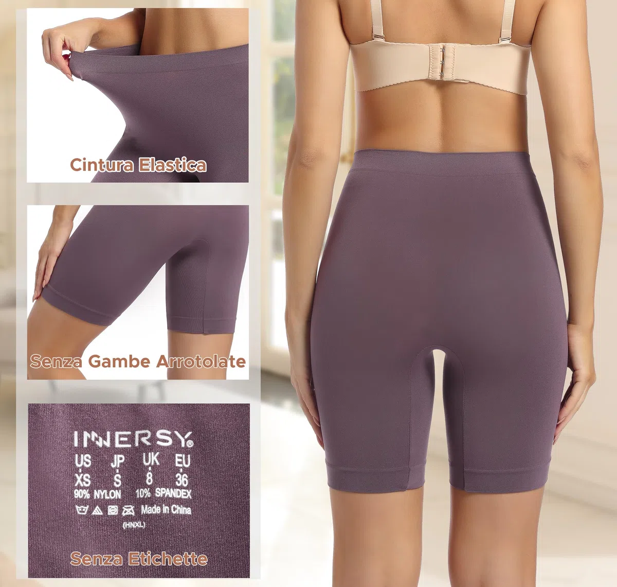 INNERSY Pantaloncini Sottogonna Donna Antisfregamento Leggings Corti Mutande Senza Cuciture Pacco da 3
