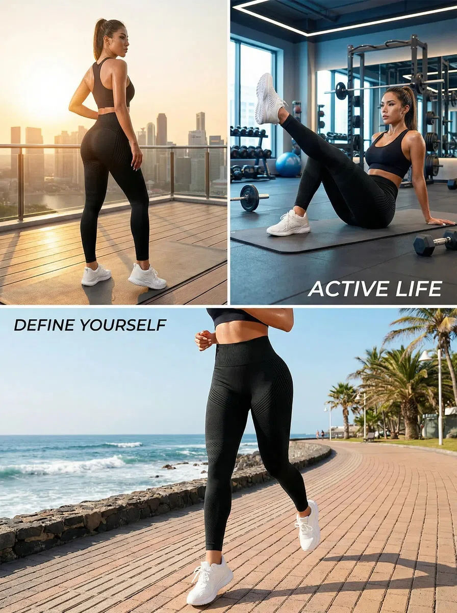 Leggings Donna 3D Anticellulite Push Up, Vita Alta Seamless, Compressione Modellante, Tessuto Opaco per Yoga, Palestra e Fitness