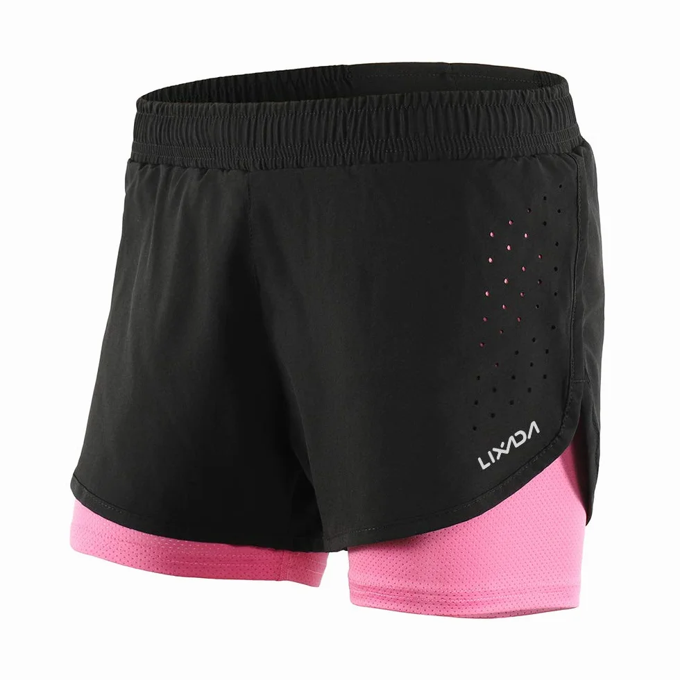 Lixada Pantaloncini da Corsa 2 in 1 da Donna, ad Asciugatura Rapida, Traspiranti, Allenamento Attivo