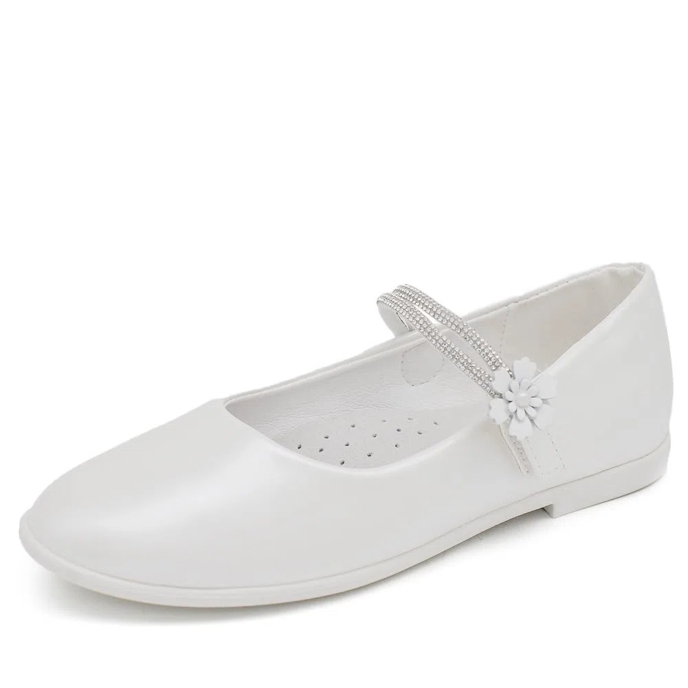 IF Scarpe Ballerine da Bambina Ragazza Perline Fiori Cerimonia Gioiello Comunione W7052