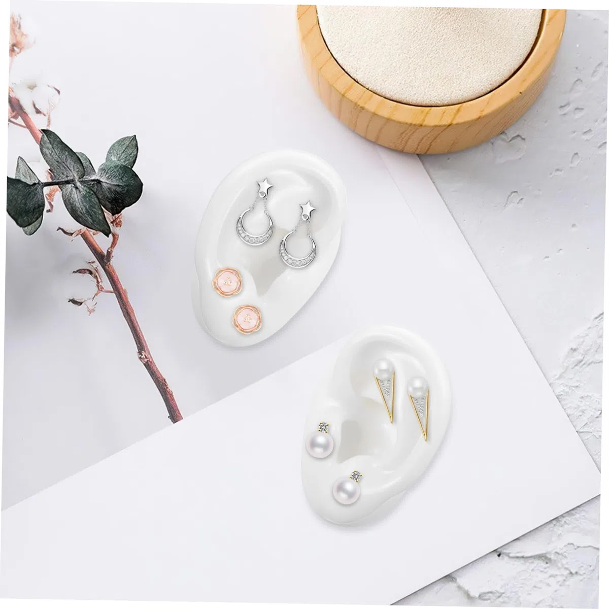 Mipcase 1 paio di orecchini in silicone modello falso realistico artificiale stampi per le orecchie gioielli orecchini espositori puntelli strumenti didattici per piercing