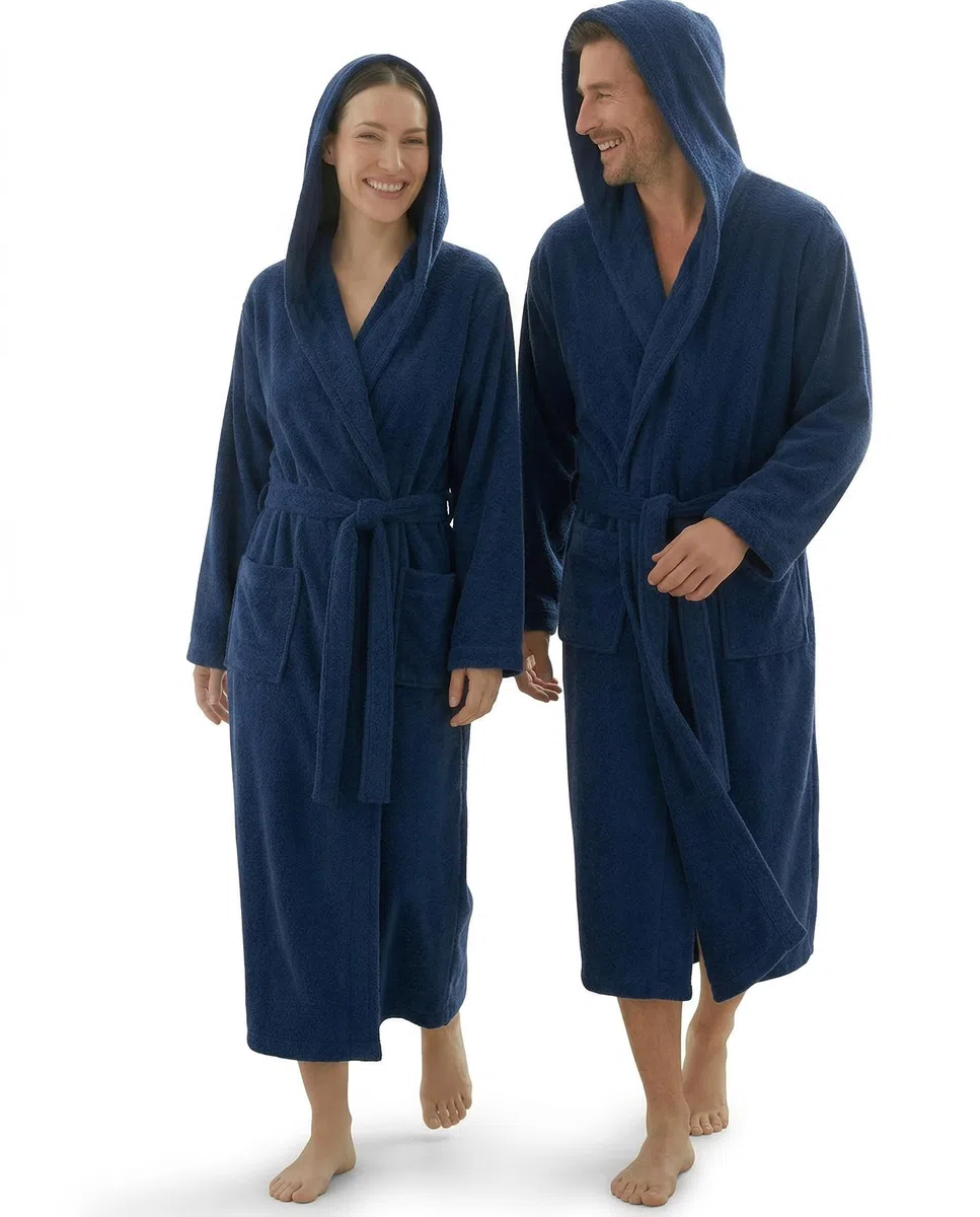 LARA MORADA Accappatoio Uomo Donna in Spugna di Cotone Premium Puro al 100% - Morbido 480gr/m2 Unisex - Massimo Comfort e Super Assorbenza, Soffice sulla Pelle con Cappuccio, Cinturino e Tasche
