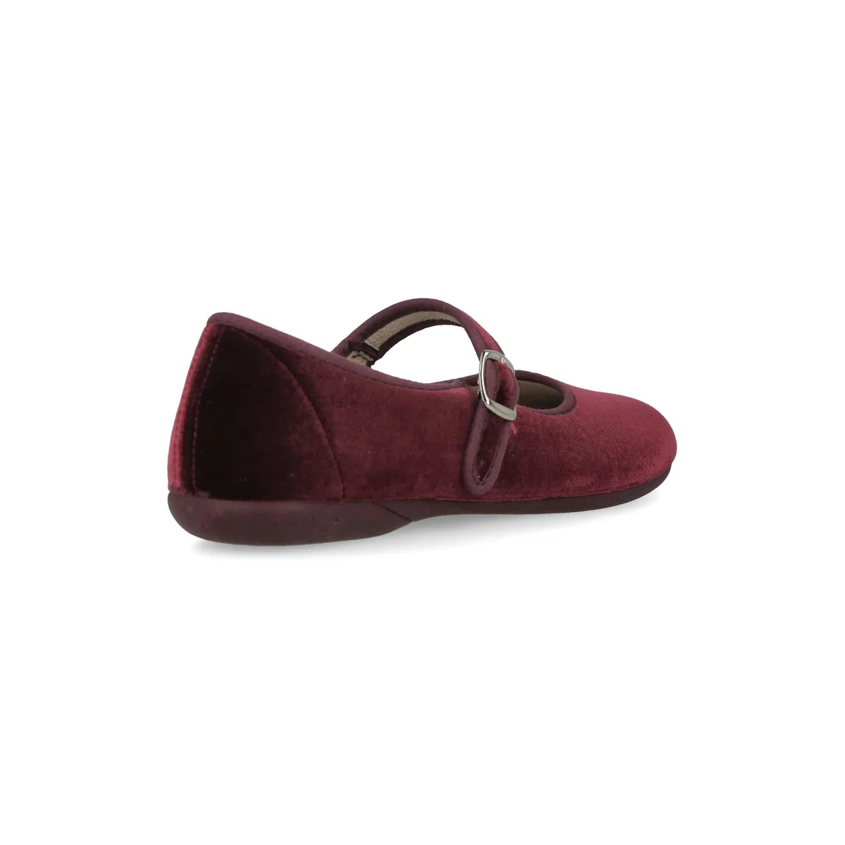 Mary Jane in Velluto da Donna. Ballerine Basse, Casual, Maryjane, Sandali Comodi. Prodotto in Spagna. Chiusura con Fibbia. Colore Nero e Bordeaux