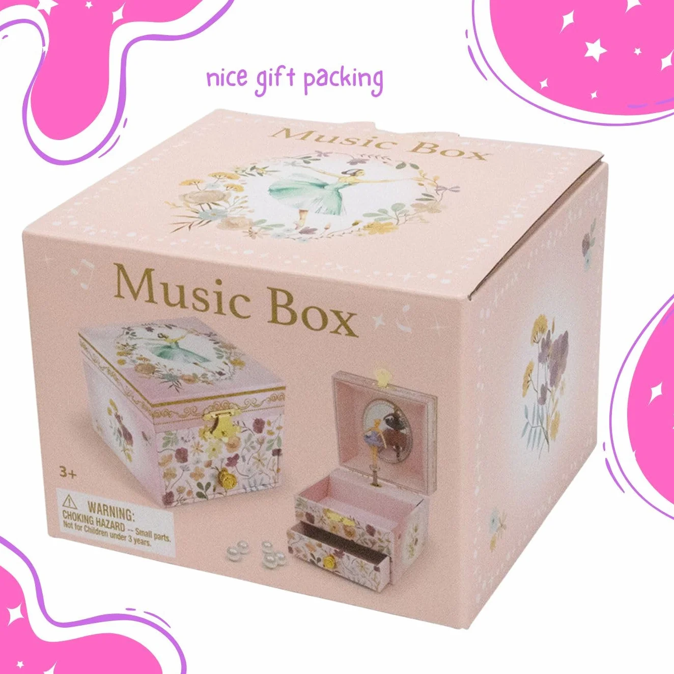GICO - Portagioie ballerina con cassetto per ragazze, carillon con musica, figura rotante e specchio, regalo di compleanno, scatola portagioie per bambini - 92071