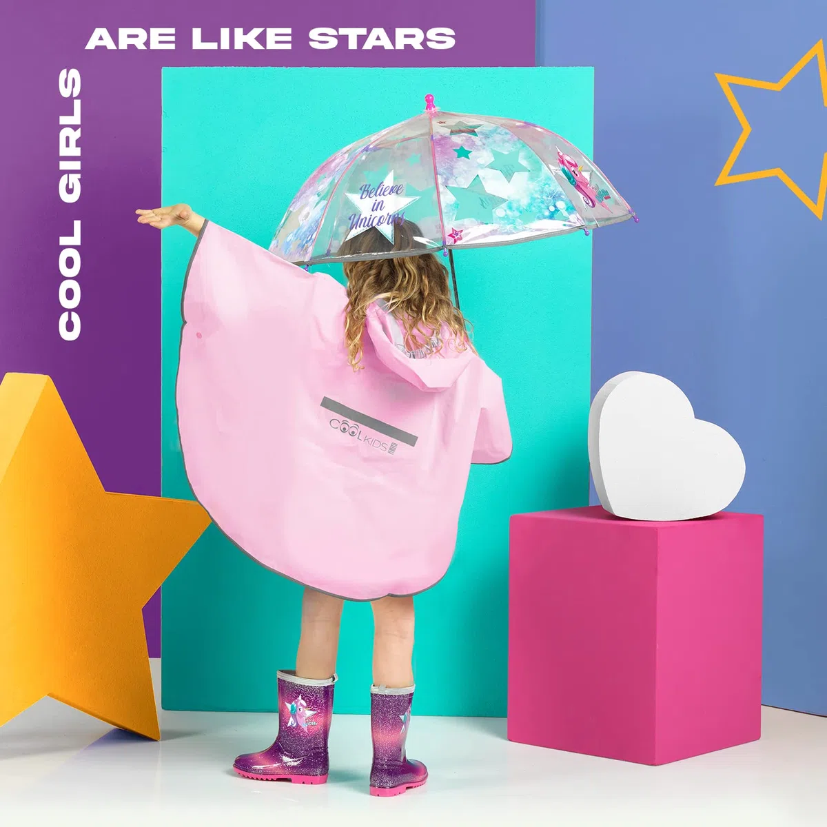 PERLETTI Stivali Pioggia da Bambina con Unicorno Rosa - Stivaletti Impermeabili per Bambine con Baby Unicorn e Glitter - Galosce in PVC e Suola Antiscivolo con Bordo Riflettente - Cool Kids