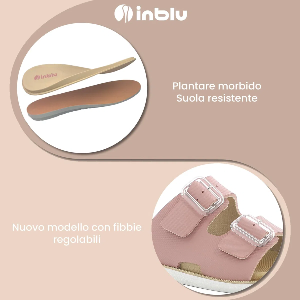 inblu Ciabatte Donna Colorate Con Dobbia Fibbia Regolabile, Dual Density Sandali a ciabattaDonna