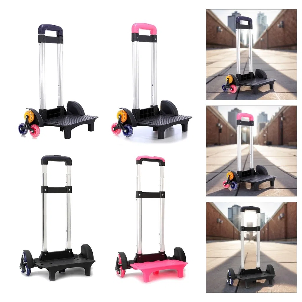 Carrello per Zaino Pieghevole Carrello su 6 Ruote Carrello a Mano per Borsa da Scuola