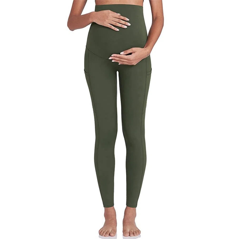 2 leggings elasticizzati per gravidanza e gravidanza, comodi da indossare per la maternità, per sport e tempo libero, comodi, leggings per la gravidanza