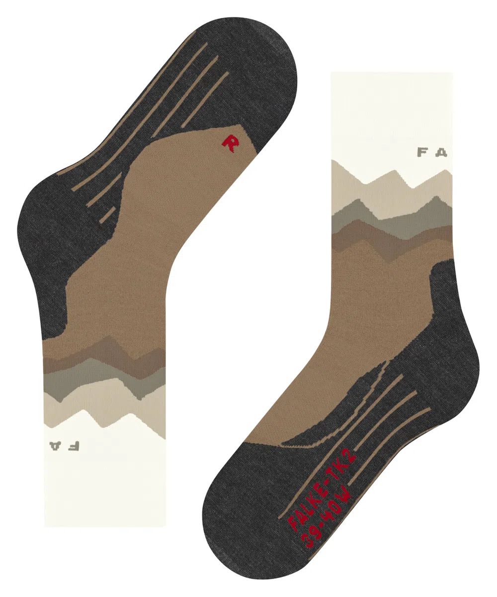 FALKE uomo TK2 calzini da escursionismo imbottitura media anti-vesciche lunghe calde calze da trekking traspiranti asciugatura rapida termoregolanti antiodore lana filo funzionale 1 paio