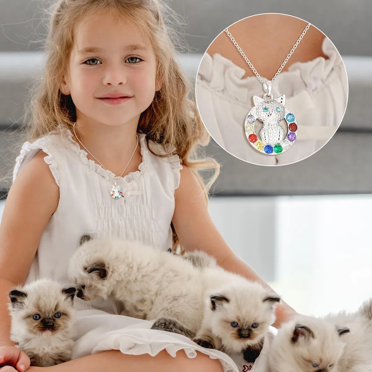 Esmoly Regali per Ragazze Cat Collane per Ragazze Carino Regali di Compleanno Regalo Donna Figlia Nipote 16+2 Pollici