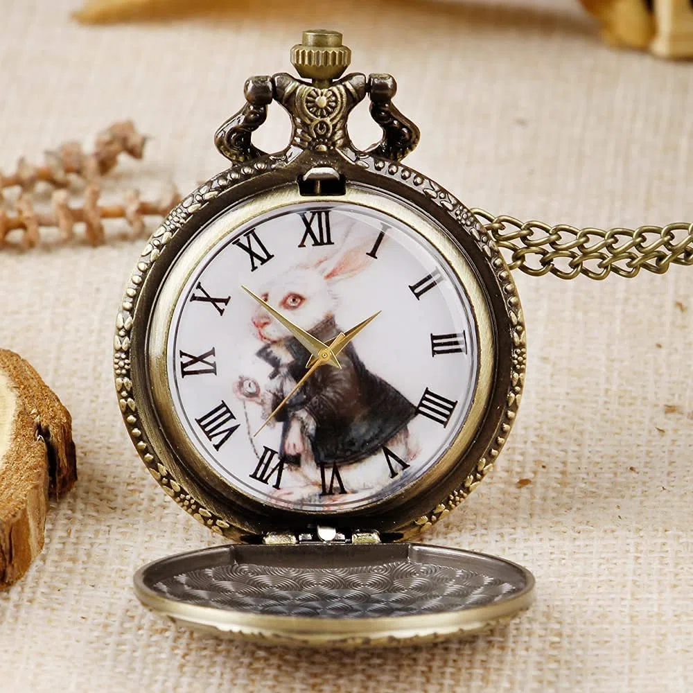 Tiong Women's Pocket Watch Quartz Arabic/Roman Numerals Dial Pocket Watches with Necklace Pendant for Womens Girls