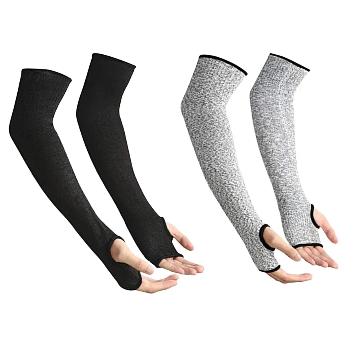 2 Paia Maniche Resistenti al Taglio Protezioni ， livello 5 maniche protettive，Traspiranti Protezioni Braccia per Agricoltori，giardin (grigio nero)