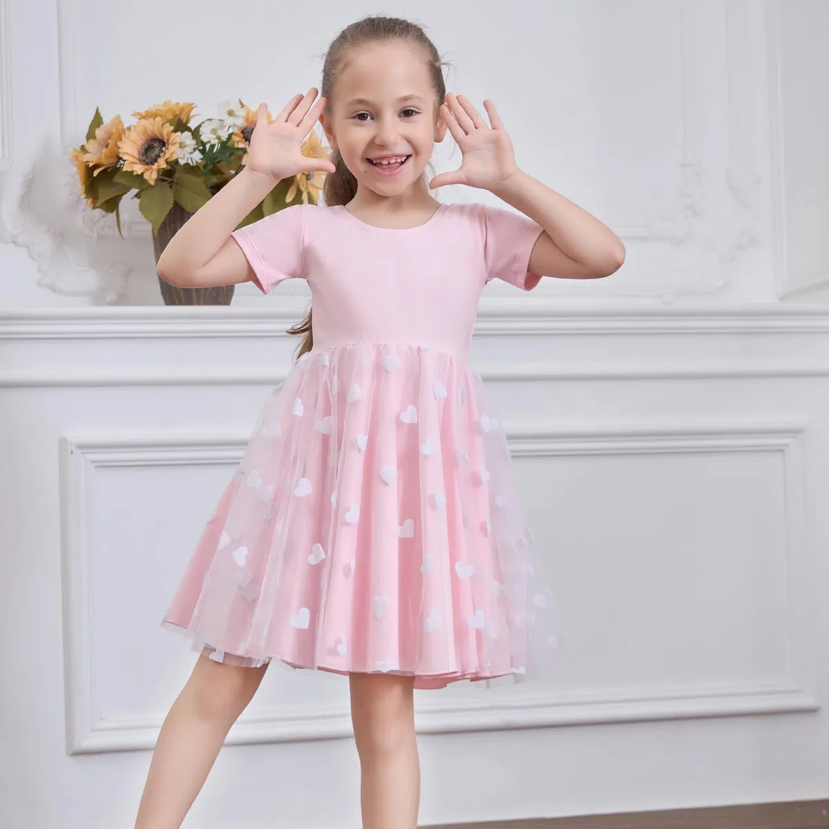 Vestito Bambina Principessa Abiti e Ragazze Cotone Ragazze Vestito Estivo Manica Elegante Abito da Sposa per Feste età 2-13 Anni