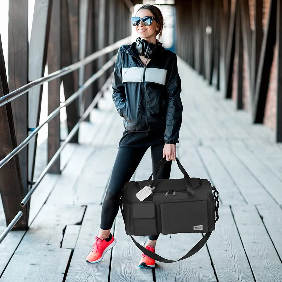 Flintronic Borsone da Viaggio Pieghevole, Borsone Palestra Sportiva con Etichetta Bagaglio, Borsa Sportiva con Scomparto Scarpe, Grande Capacità Borsa da Viaggio Duffel per Sport/Viaggi (35L)