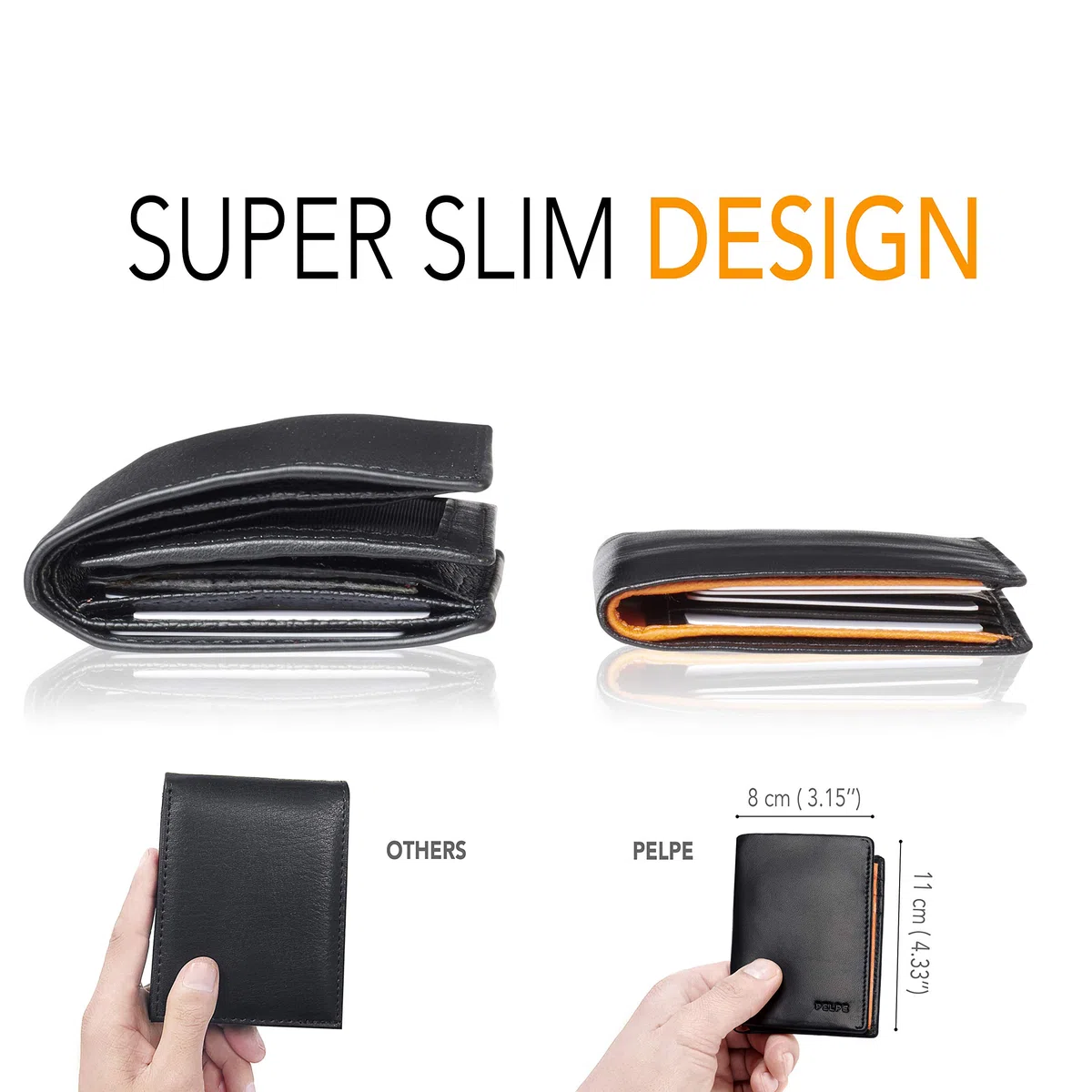 Portafoglio uomo slim - 100% pelle - piccolo, sottile - Porta soldi e carte di credito - Portacarte compatto