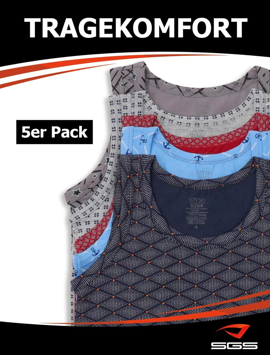 SGS Confezione da 5 Canottiere Bambino in 100% Cotone - Canottiera Bambino Caldo Cotone Bimbo, Comode e Traspiranti Maglie Intime Ragazzo.