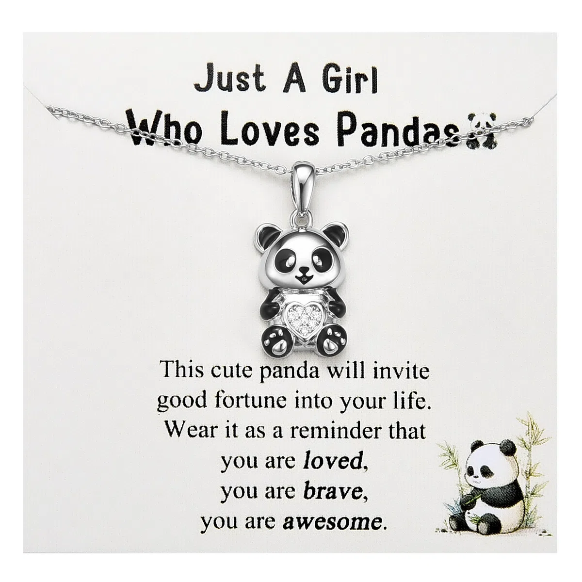 Regali Panda per ragazze, collana panda in argento per bambini, regali di compleanno, Natale e laurea per ragazze adolescenti, riempitivi per calze di Natale