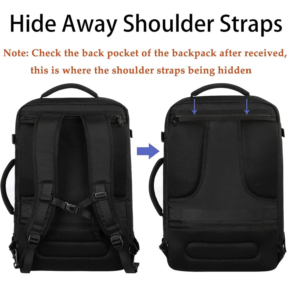MATEIN Zaino Ryanair 40x30x20, Espandibile Zaino 40x30x20 per Uomo e Donna, 24L Zaini da Viaggio, Multitasche Bagaglio a Mano Aereo Compatto, Leggero Travel Bag per Ryanair, Wizz Air, Easyjet, Nero