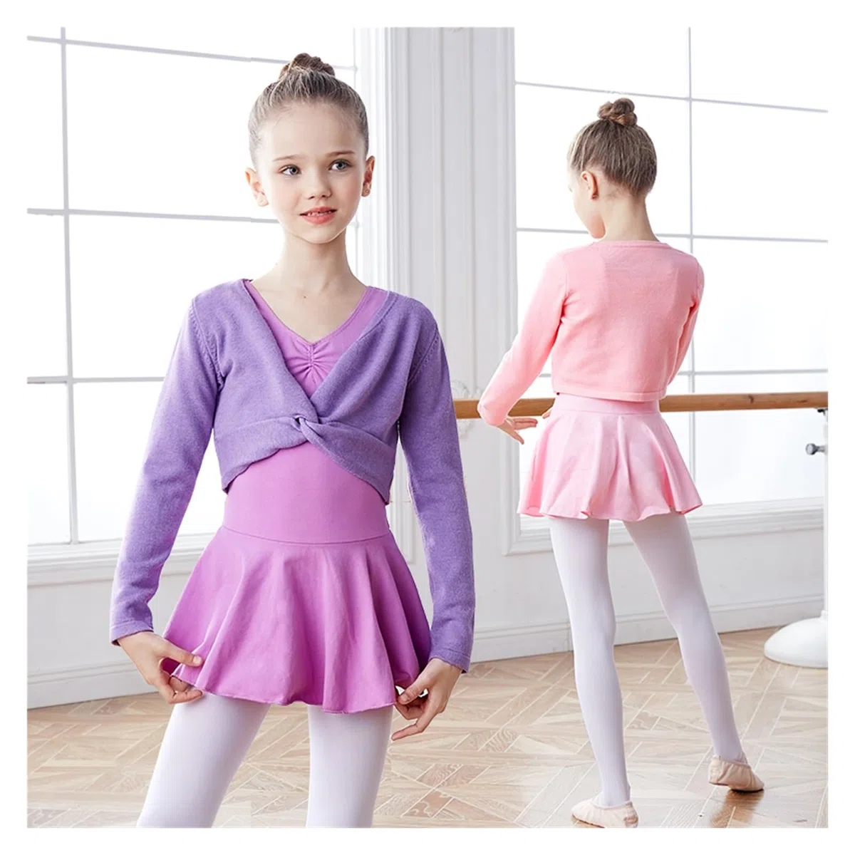 Top da Balletto for Ragazze, Maglione da Ballo, Cappotto Invernale Caldo, Maglieria a Maniche Lunghe, Top for Ragazze, Abbigliamento da Ballo, Top Avvolgente(Black,140(135-145CM))