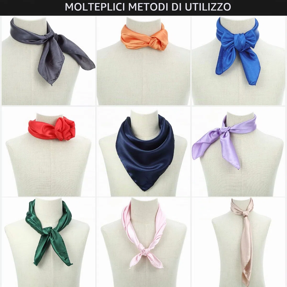 SATINIOR 15 Pezzi Sciarpa Collo Quadrato da Donna Fazzoletto da Collo Tinta Unita Misto Copricapo Sciarpa Bandana