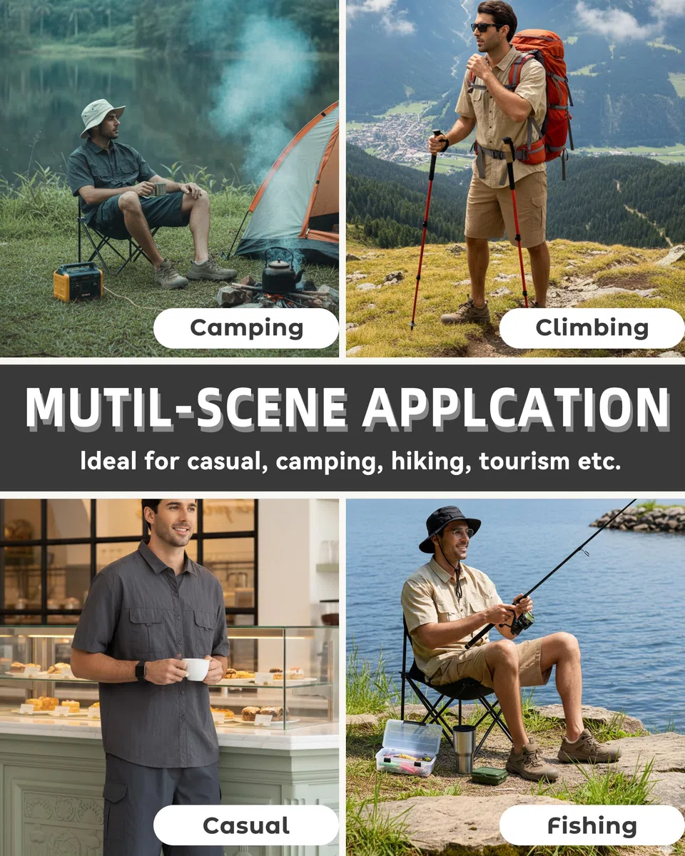 AMZSPORT Pantaloncini Trekking Cargo da Uomo Leggeri Asciugatura Rapida Bermuda Shorts Cintura Elastica 5 Tasche con attività All'aperto, Tempo Libero e Ciclismo
