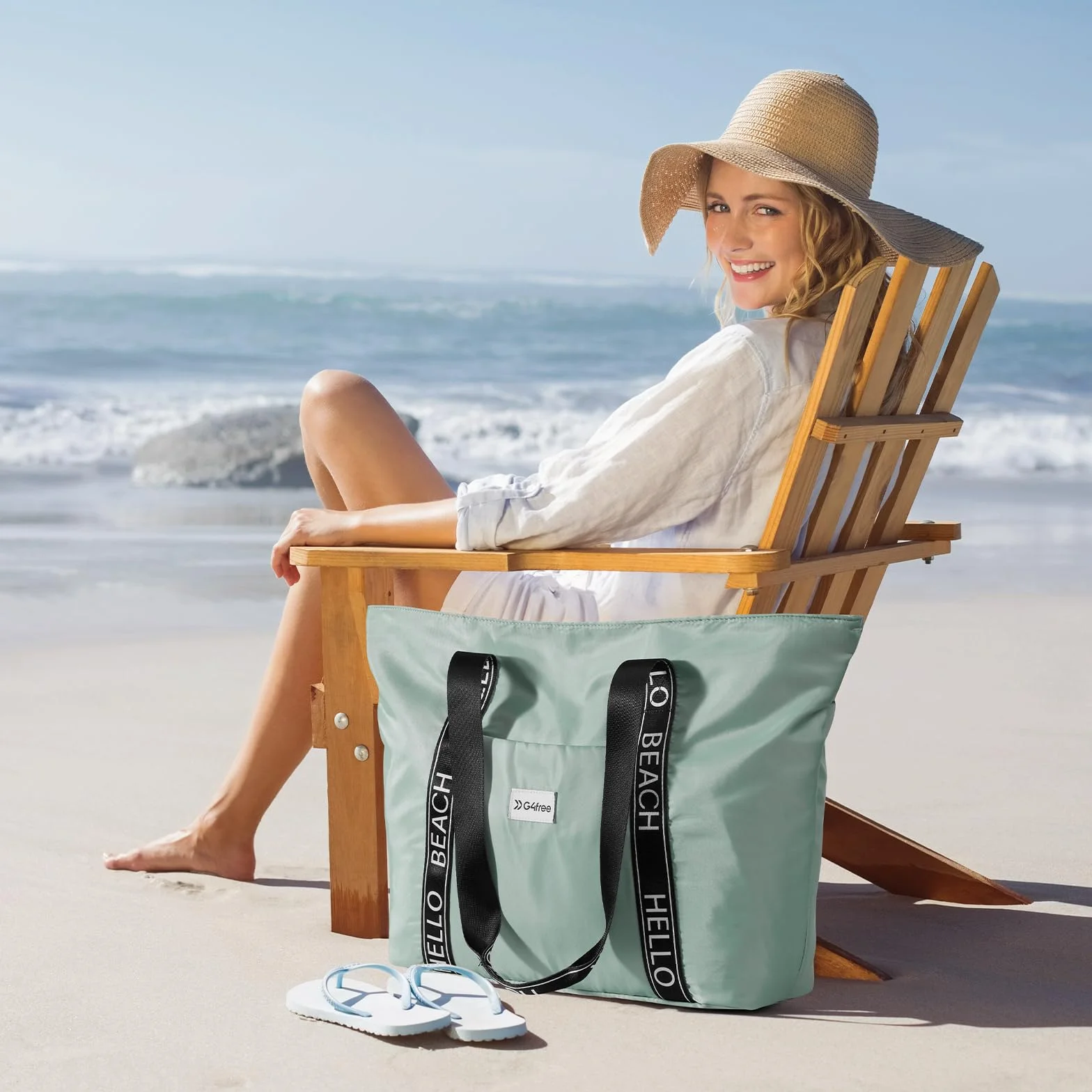 G4Free Borsa da spiaggia impermeabile, a prova di sabbia, borsa a tracolla, borsa da spiaggia, grande borsa sportiva, borsa per la spesa da donna