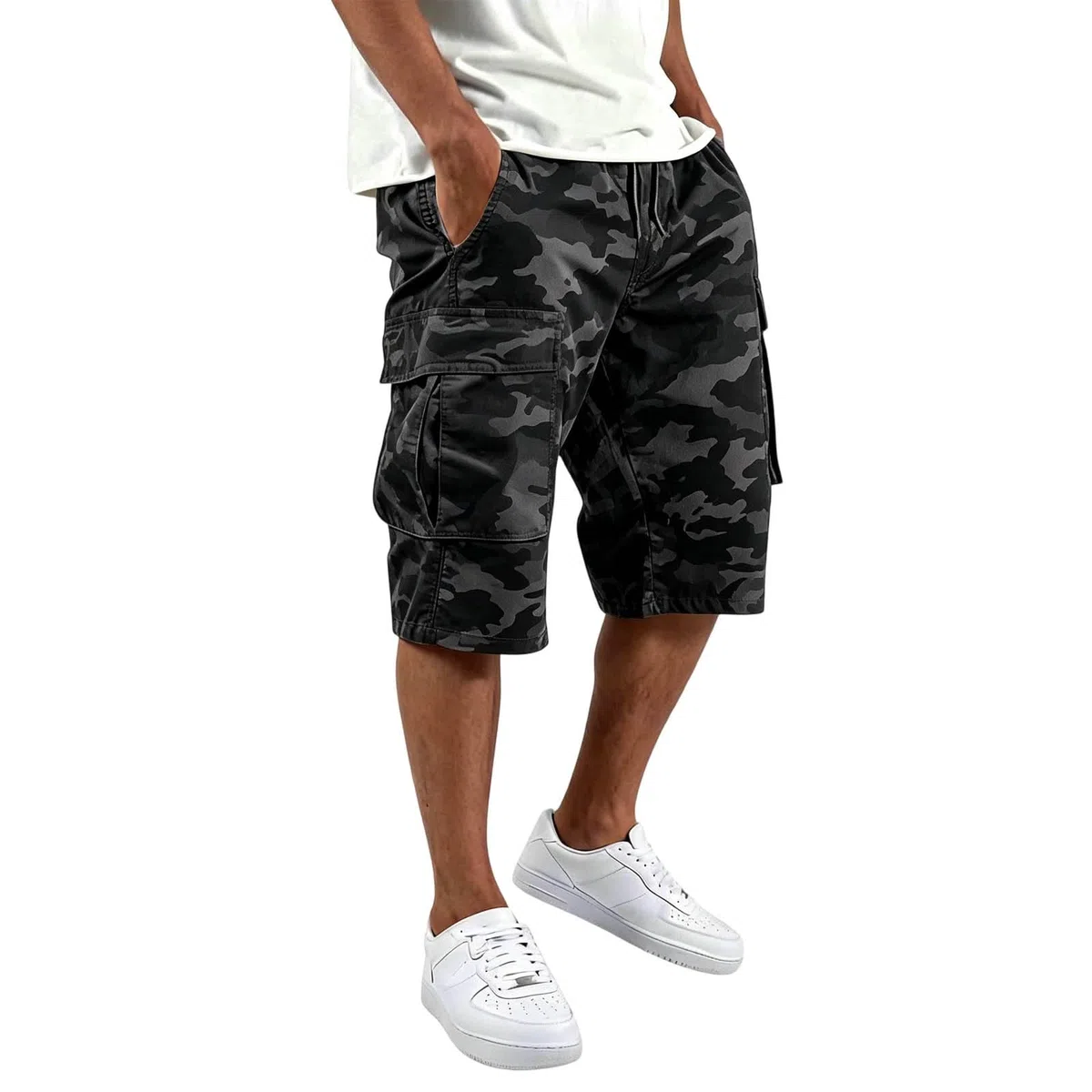 Pantaloncini Uomo Estivi Cargo Bermuda Cargo Shorts - Con Tasche Pantaloni Corti Slim Fit Multi-Tasche In Cotone Pantaloncini Da Lavoro Casual Sportivi Leggero Shorts Campeggio Vacanza Spiaggia