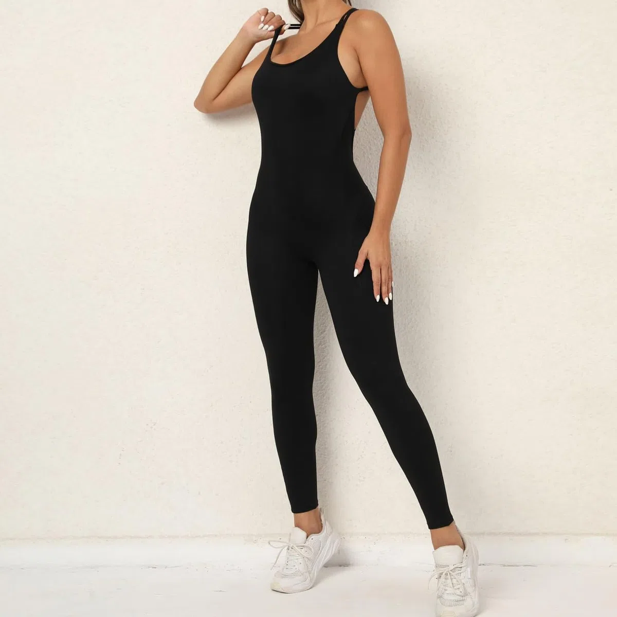 Jumpsuit Donna Tutina Sportiva Tuta Estiva Intera Aderente con Spalline Incrociate Body Pantaloni Lungo Completo Sportivo Elegante per Fitness Yoga Palestra