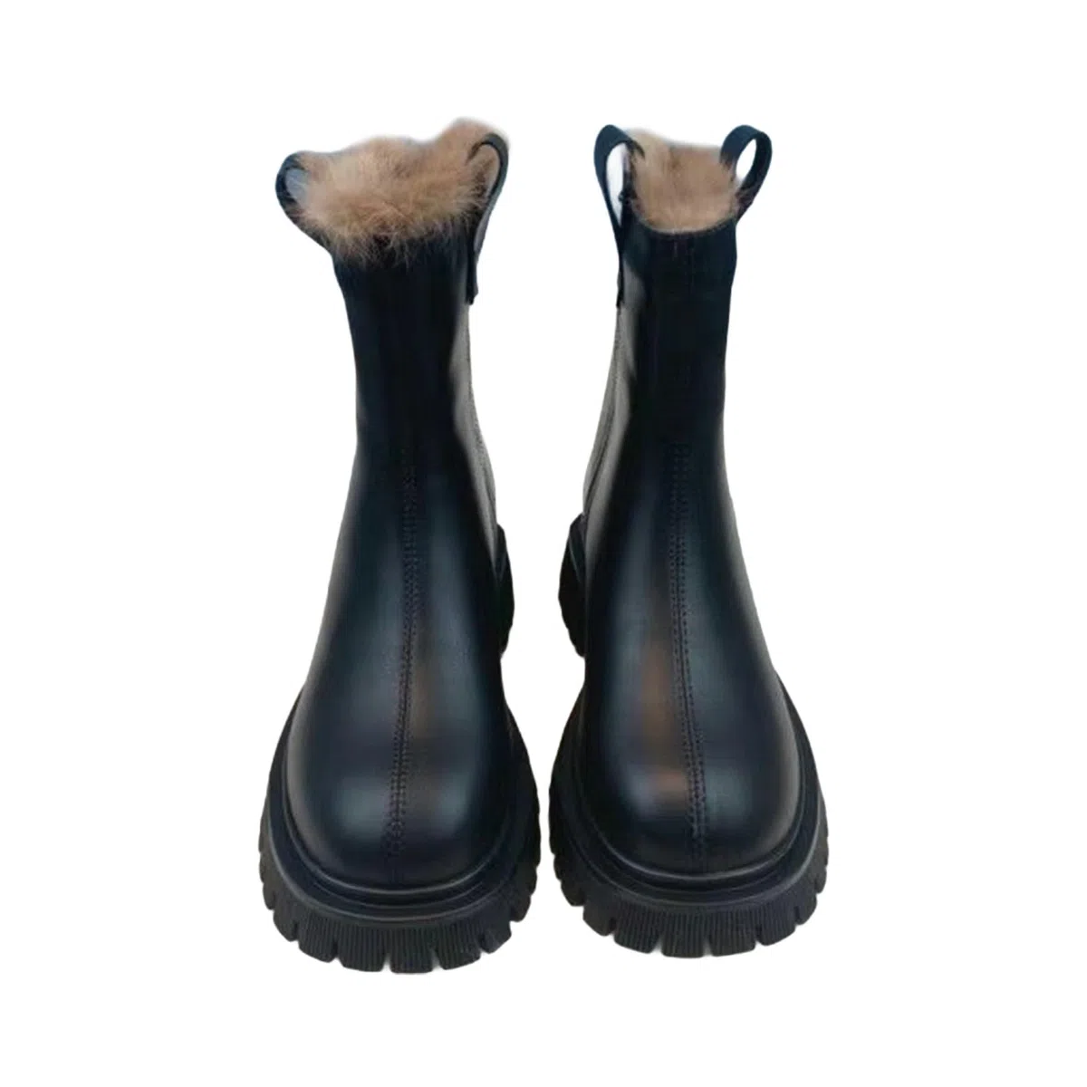 Stivali da donna in pelle foderati, invernali, in peluche, da equitazione, vintage, alla caviglia, in similpelle, da cowboy, per autunno