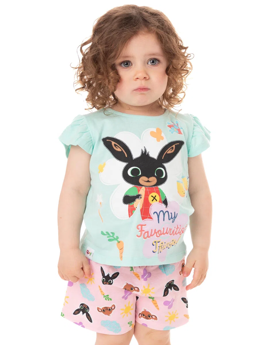 Bing Bunny Pigiama Ragazze Sula Carattere CBeebies Camicia Pantaloncini Bambini