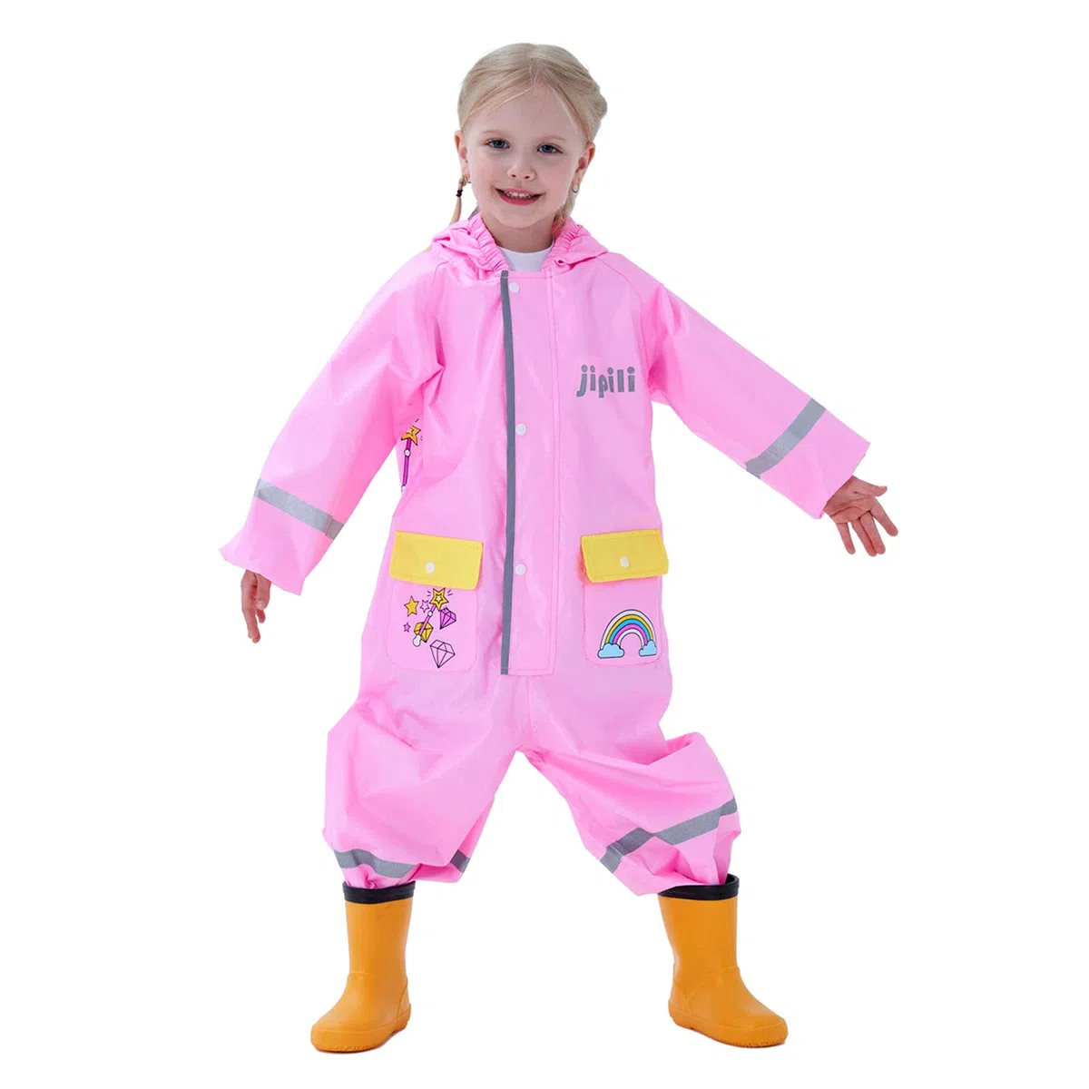 Impermeabile Bambini Cappuccio Antipioggia Unisex Leggero Pioggia Tuta Antivento Tutto in Uno Sportivo Poncho Antipioggia Cartoni Animati Scuola Bambine Bambino Bimbo Bimba Asilo 1-8 Anni
