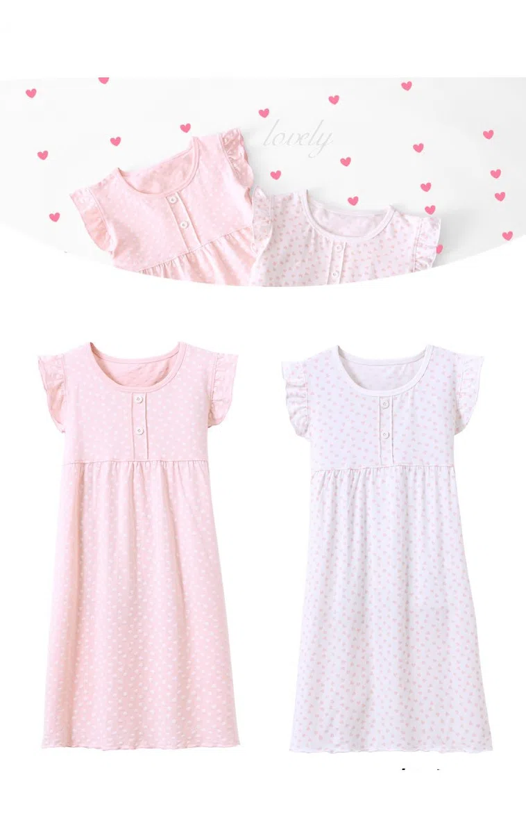 Cuore a Pois Camicie da Notte Bambine e Ragazze Cotone Pigiami e Vestaglie per 3-12 Anni