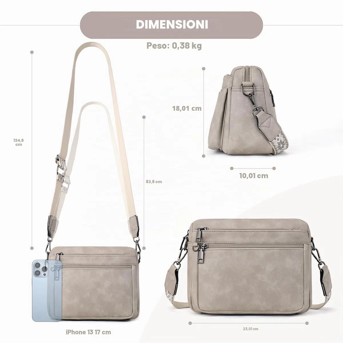 MUIIKOLA Borsa a tracolla da donna, borsa a tracolla da donna, in pelle, morbida e larga