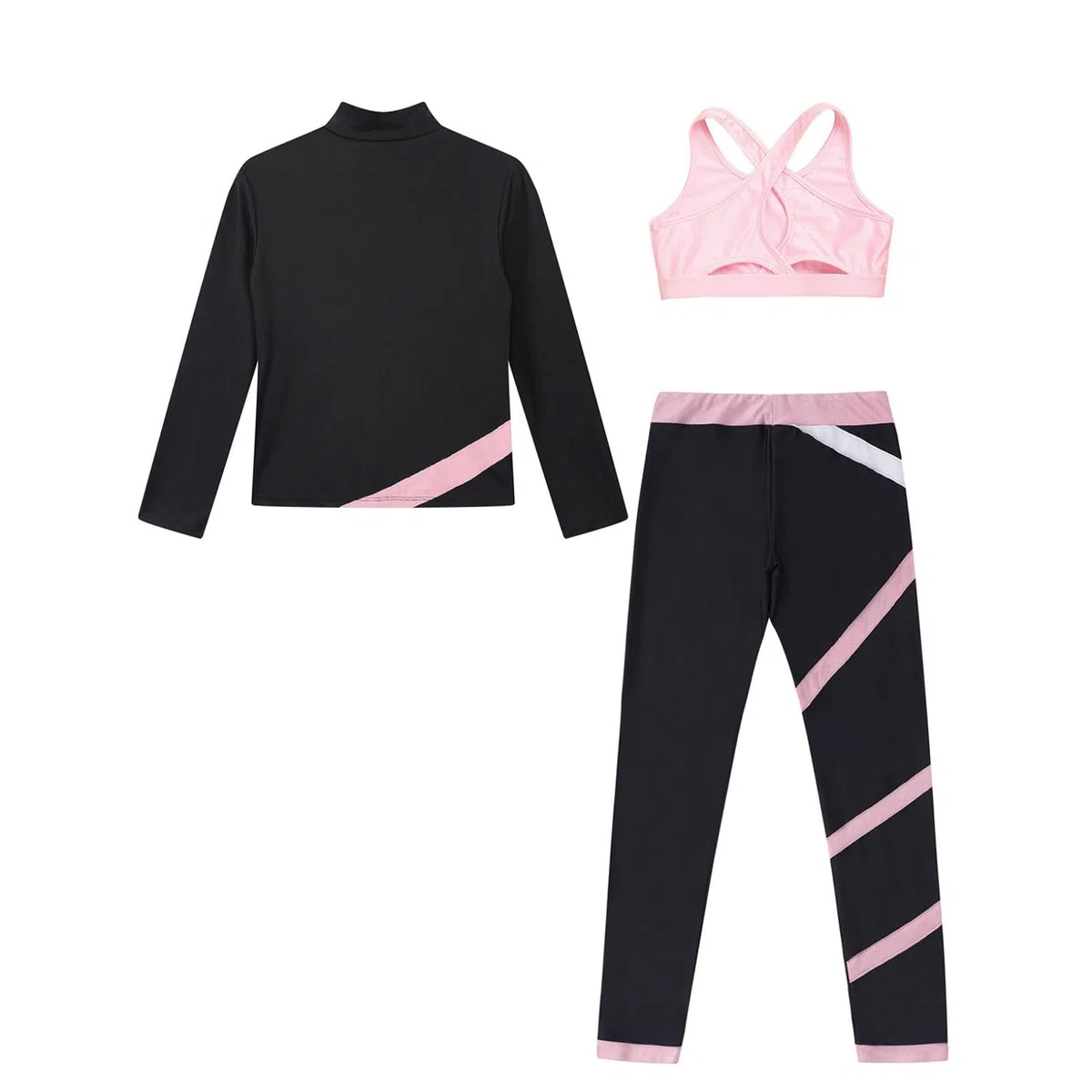 Oyolan Bambino Ragazza Set Sport Tuta Canotta Leggings Palestra Tenuta Ginnastica Pattinaggio Danza Allenamento 5-16 Anni